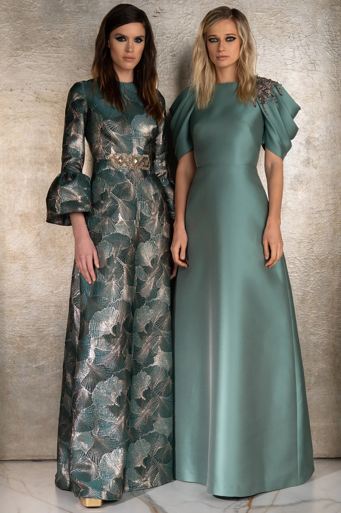 Draped Sleeve Mikado Gown