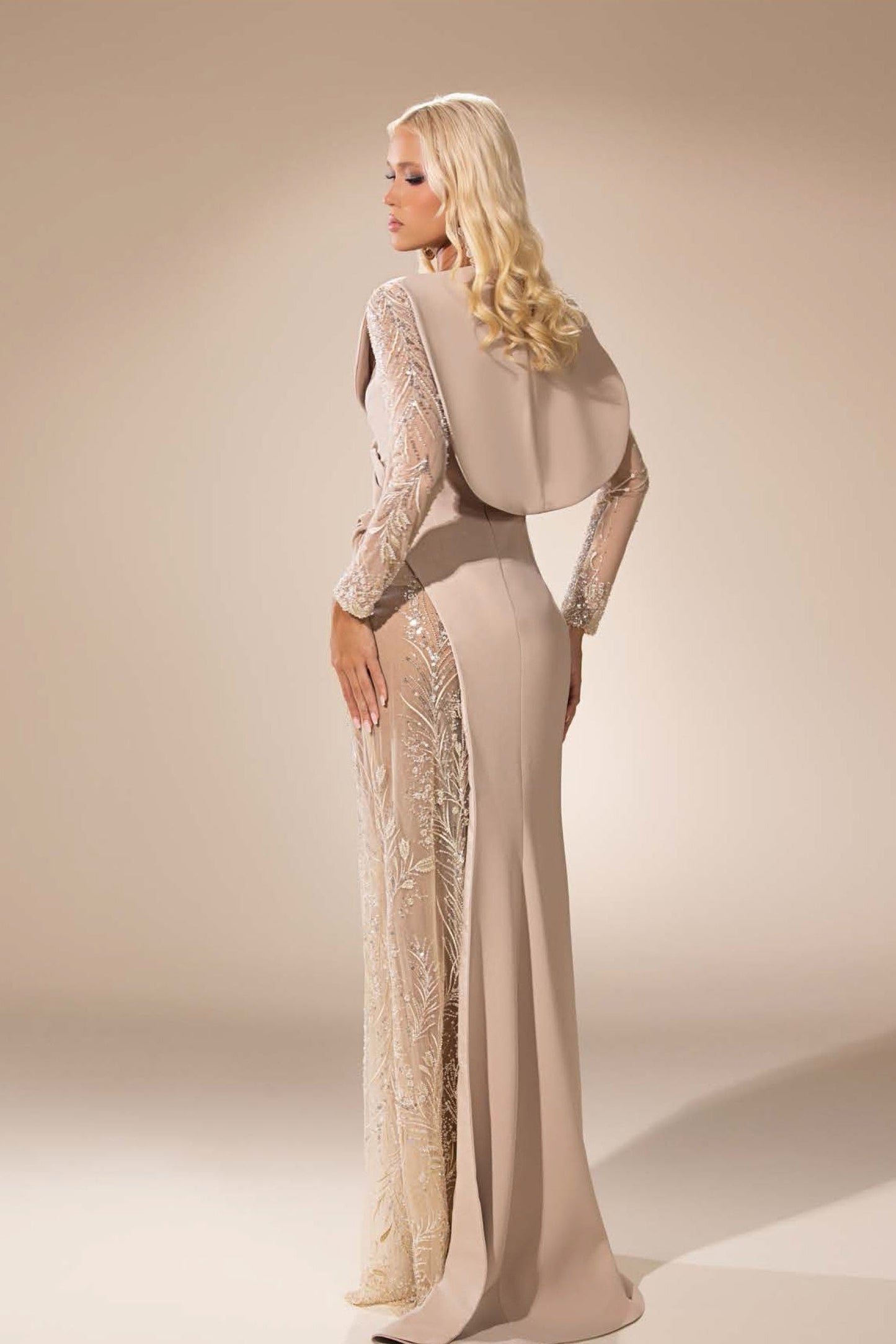 Embroidered Tulle Gown