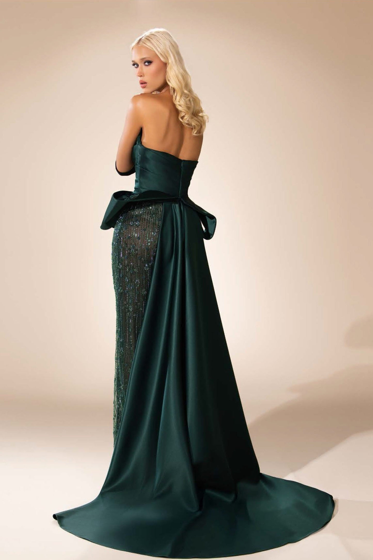 Strapless Satin & Tulle Gown