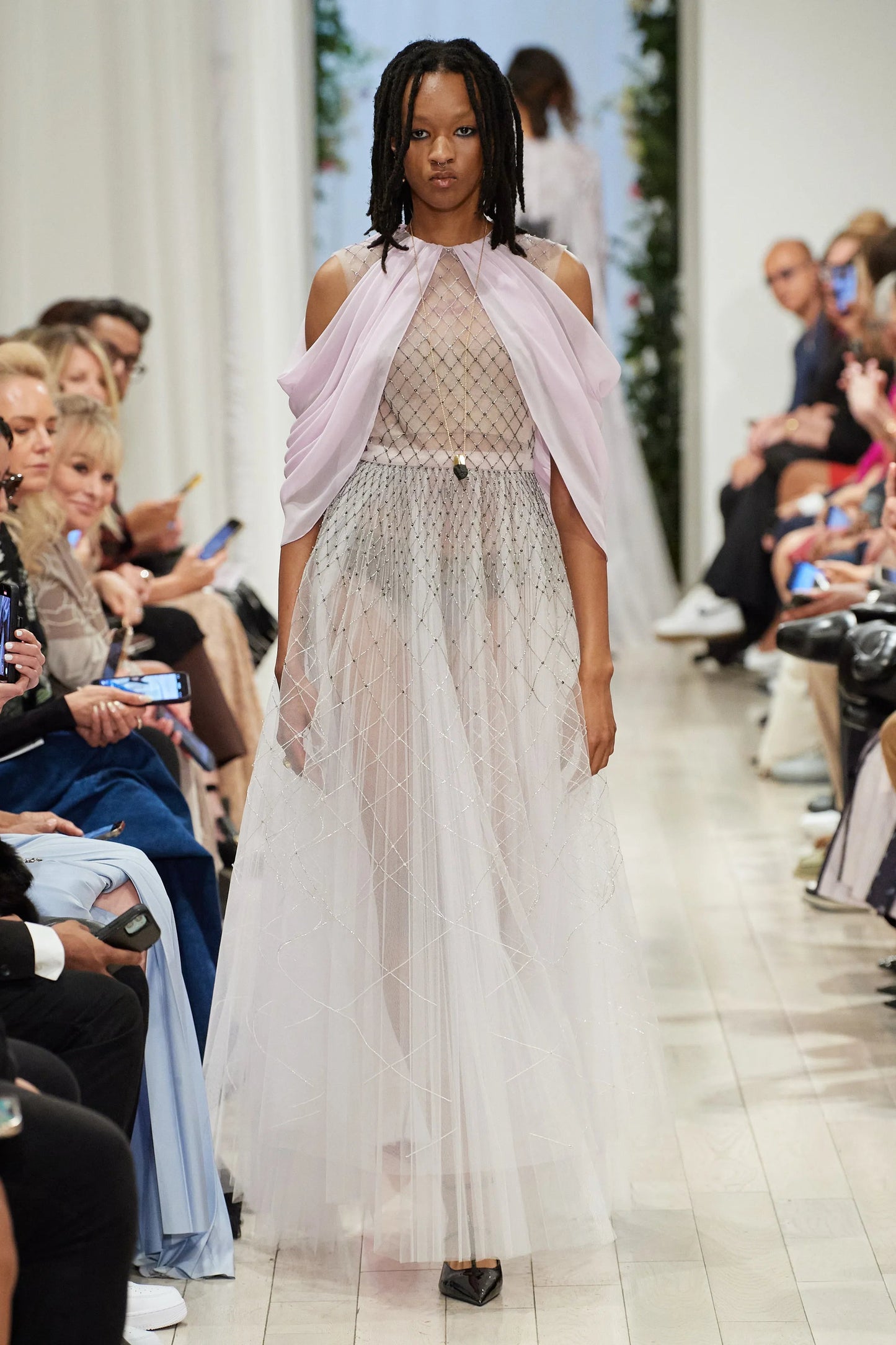 Tulle & Silk Draped Gown