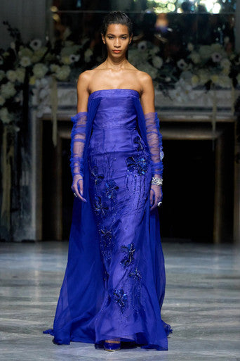 Yves Blue Organza and Chiffon Gown