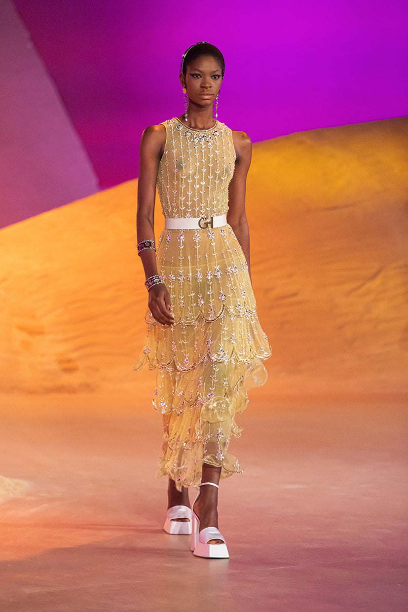 Layered Beaded Midi Dress
