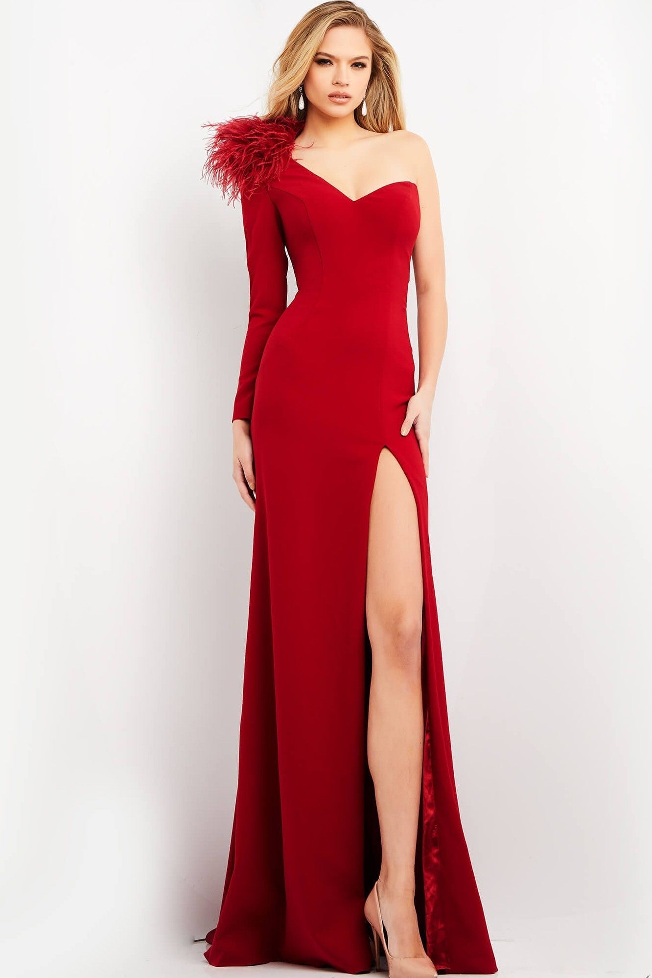 One Shoulder Long Sleeve Gown