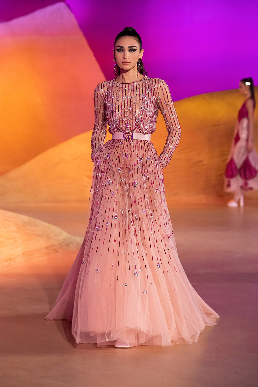 Sleeveless Gown with Overlay