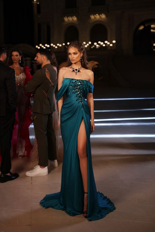 Off Shoulder Satin Gown