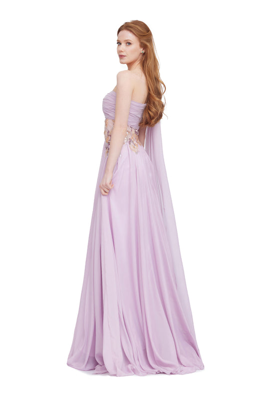 Embroidered Chiffon Gown