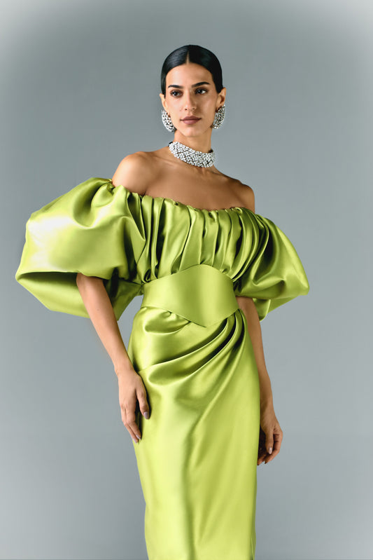 Mikado Structured Off Shoulder Dress