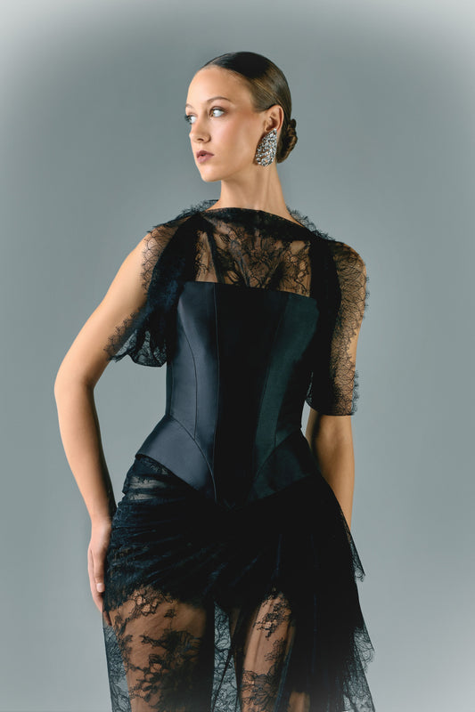 Lace Dress With Mikado Corset