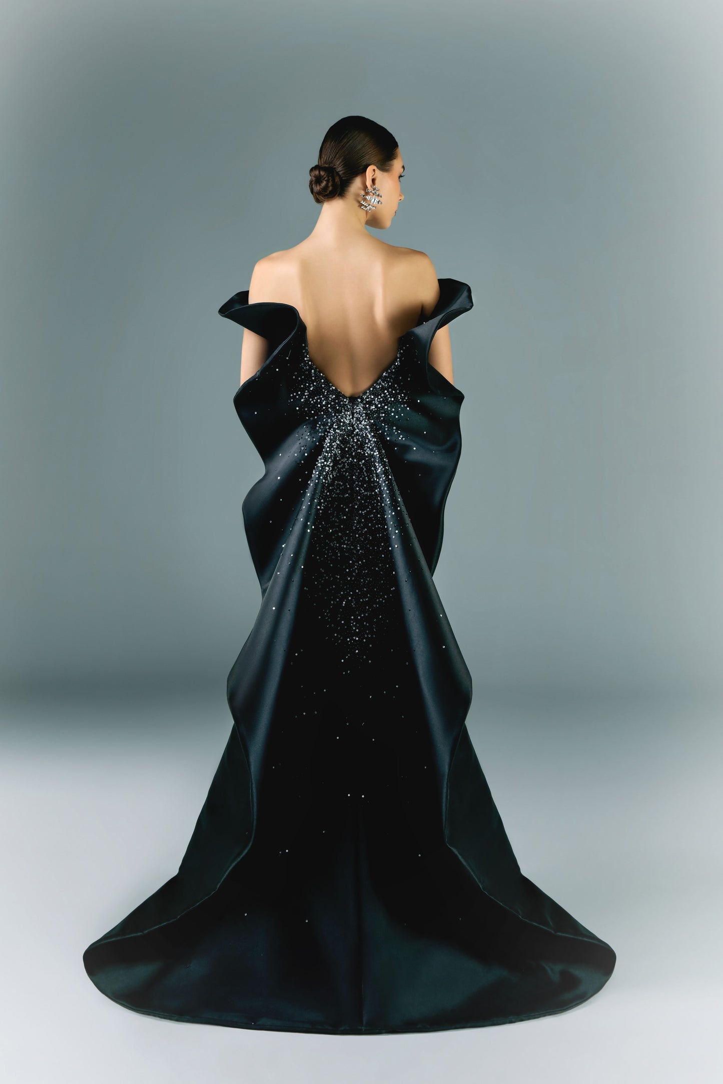 Off-Shoulder Long Mikado Dress
