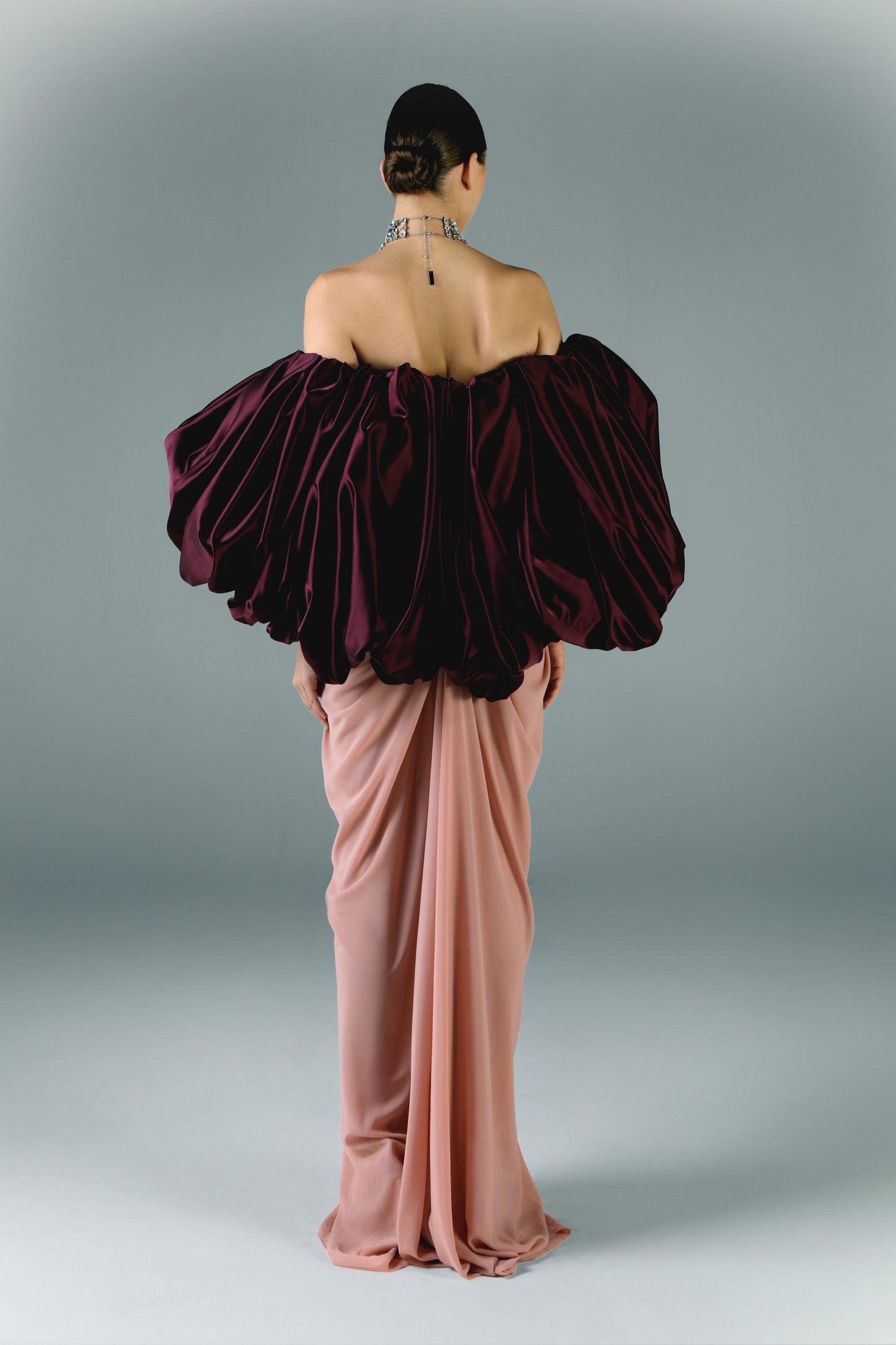 Draped Long Crepe Dress