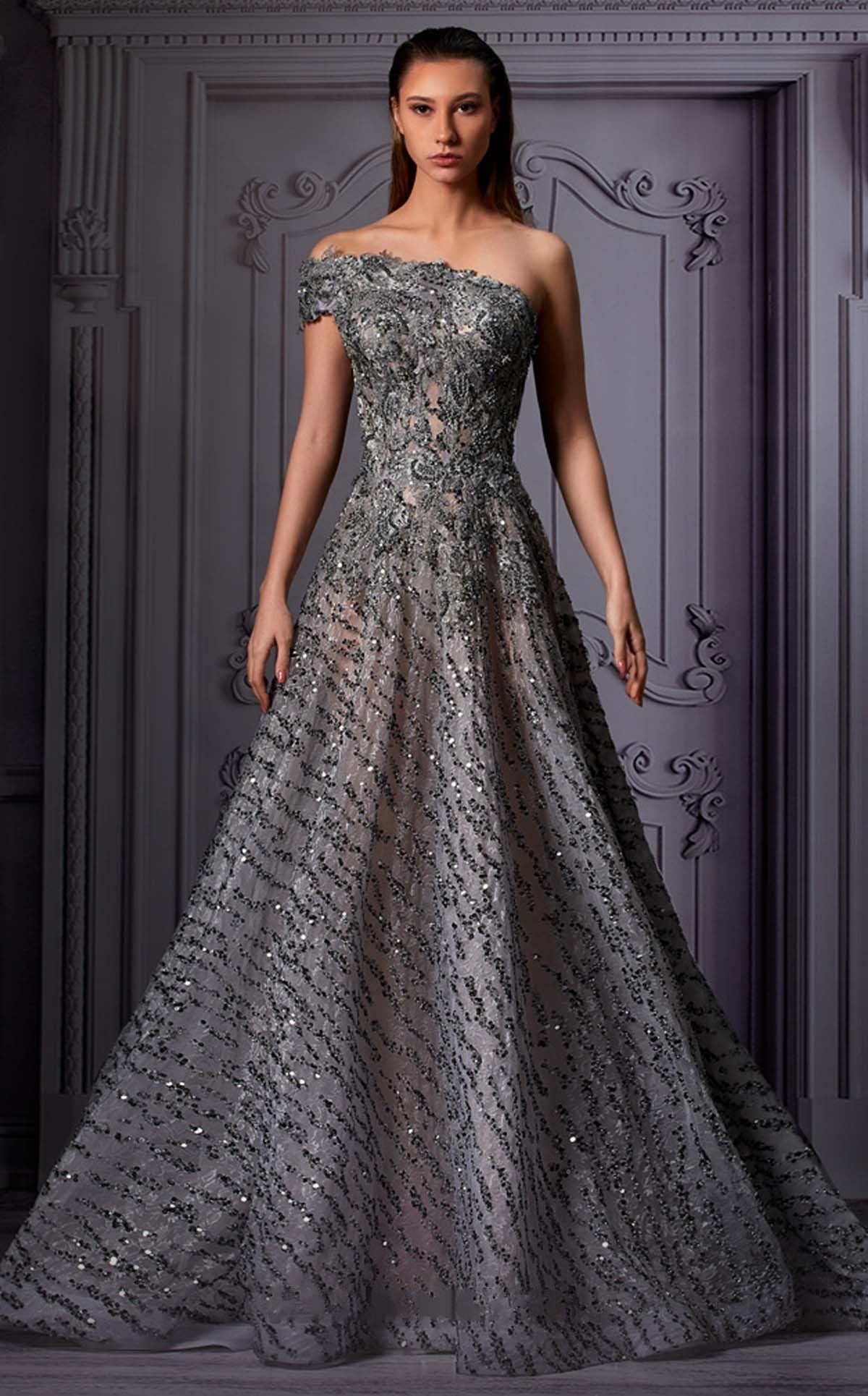 Asymmetrical Strapless Gown