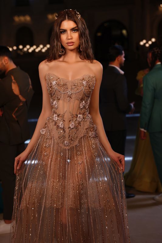 Sheer Embroidered Gown