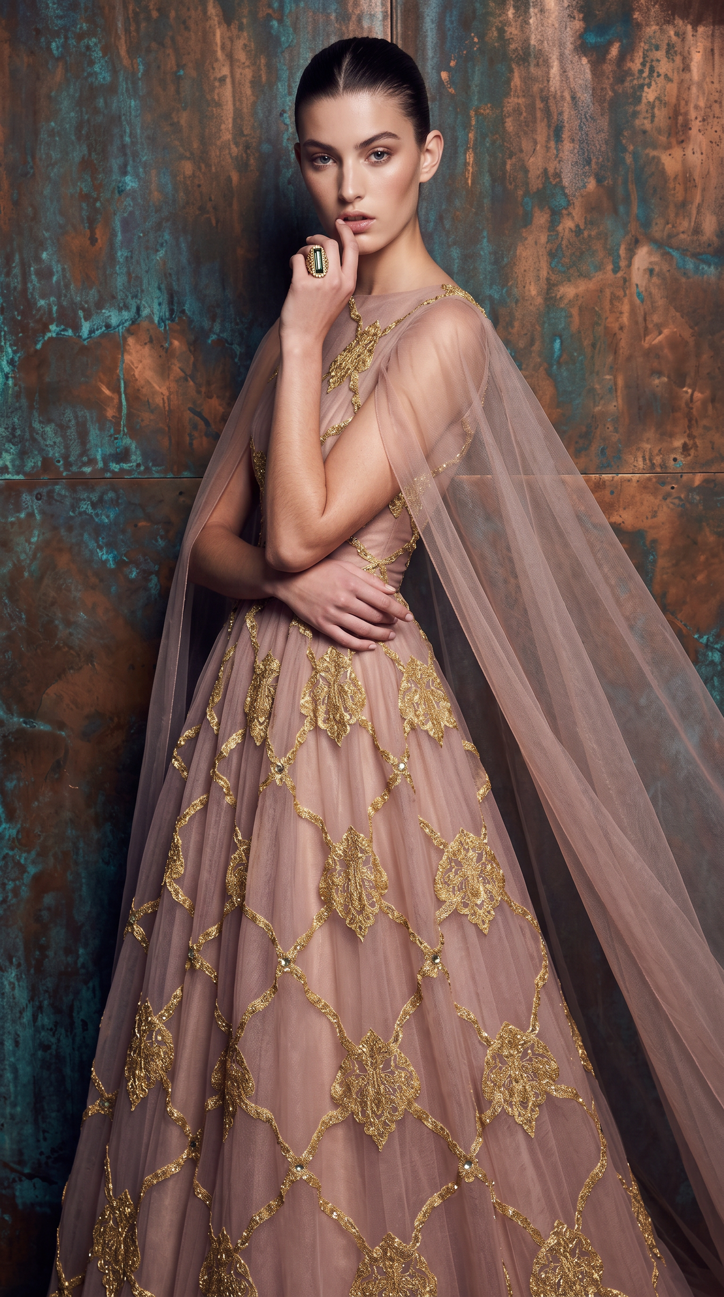 Caped Ball Gown