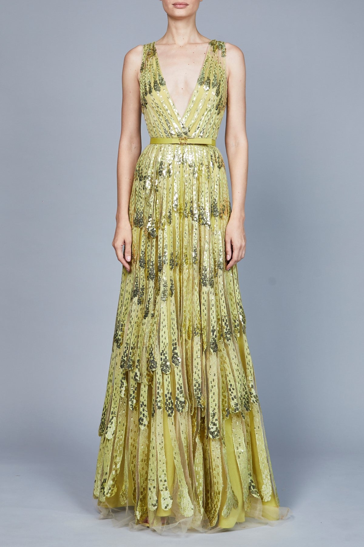 Yarn Embroidered Sleeveless Gown