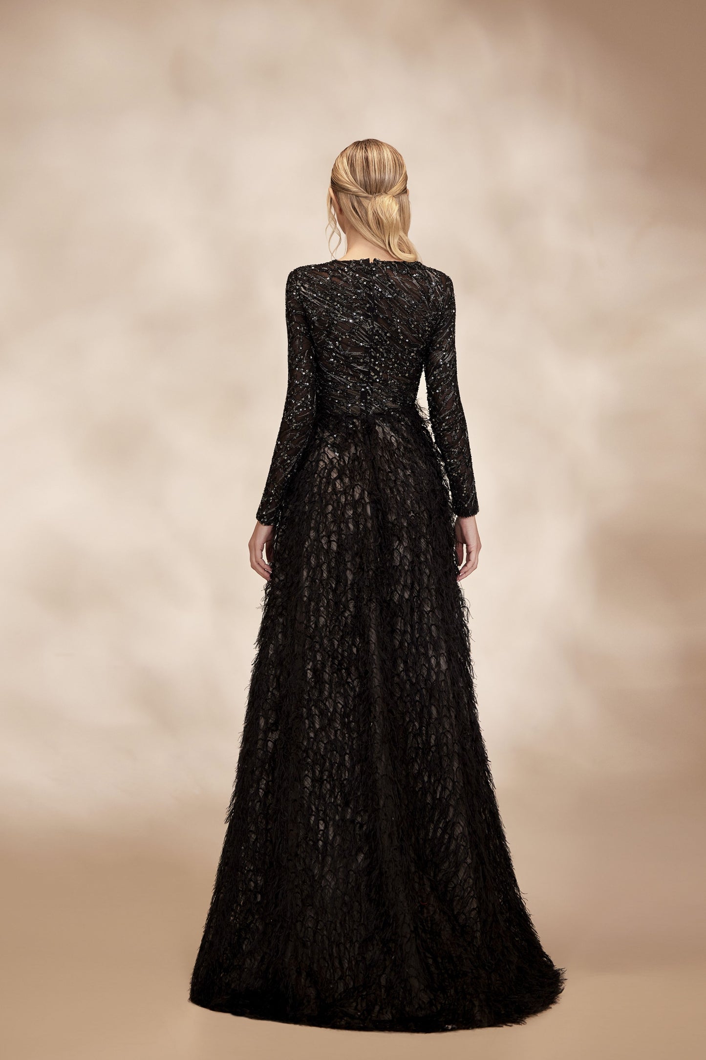 Black Embellished A-Line Dress
