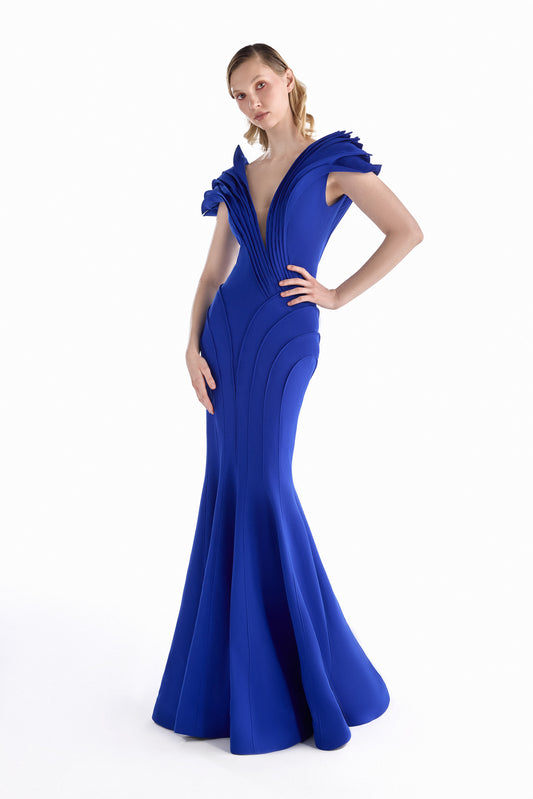 Cobalt Facet Mermaid Gown