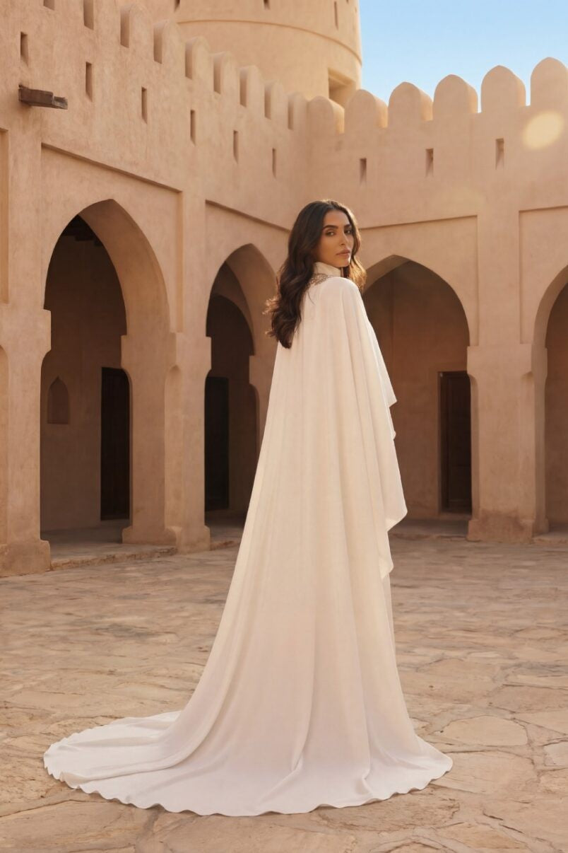 Cape Sleeve Ruffled Kaftan