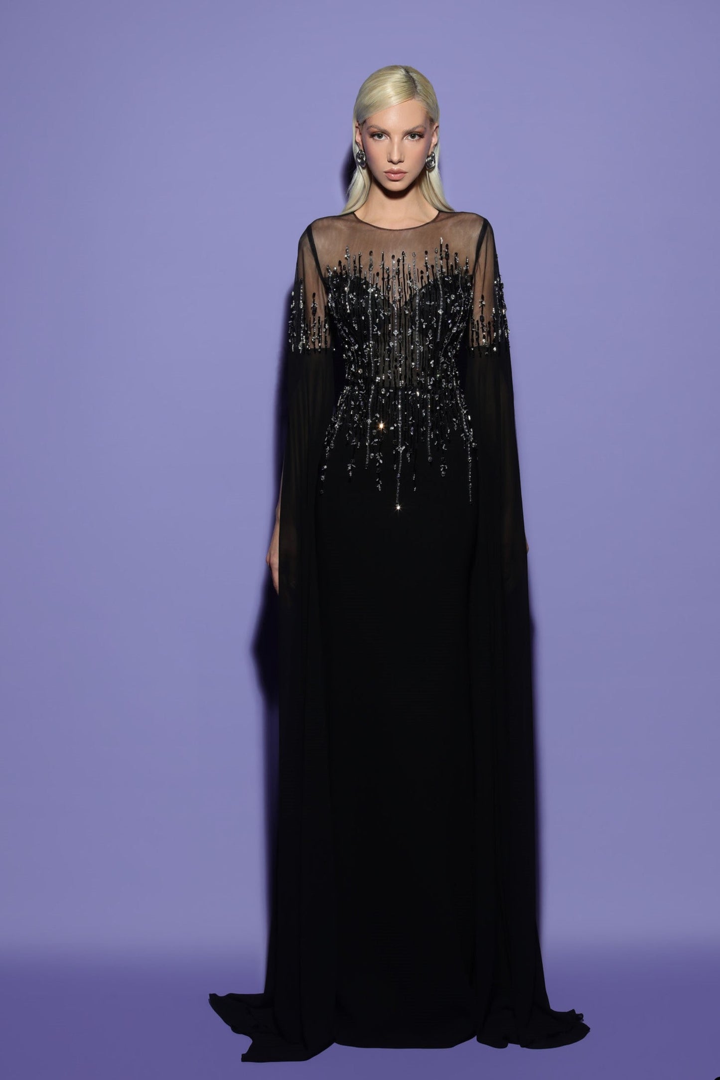 Draped Long Sleeve MEGHAN Gown