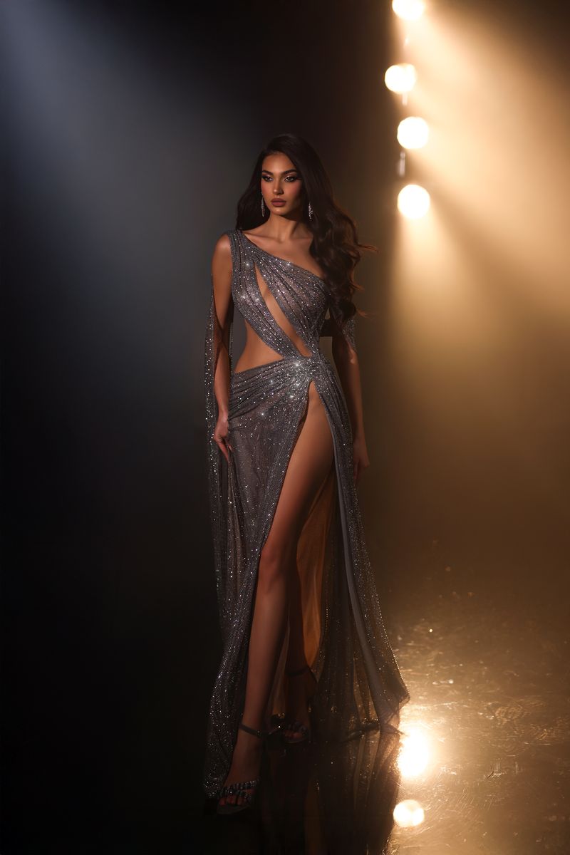 One Shoulder Cutout Gown