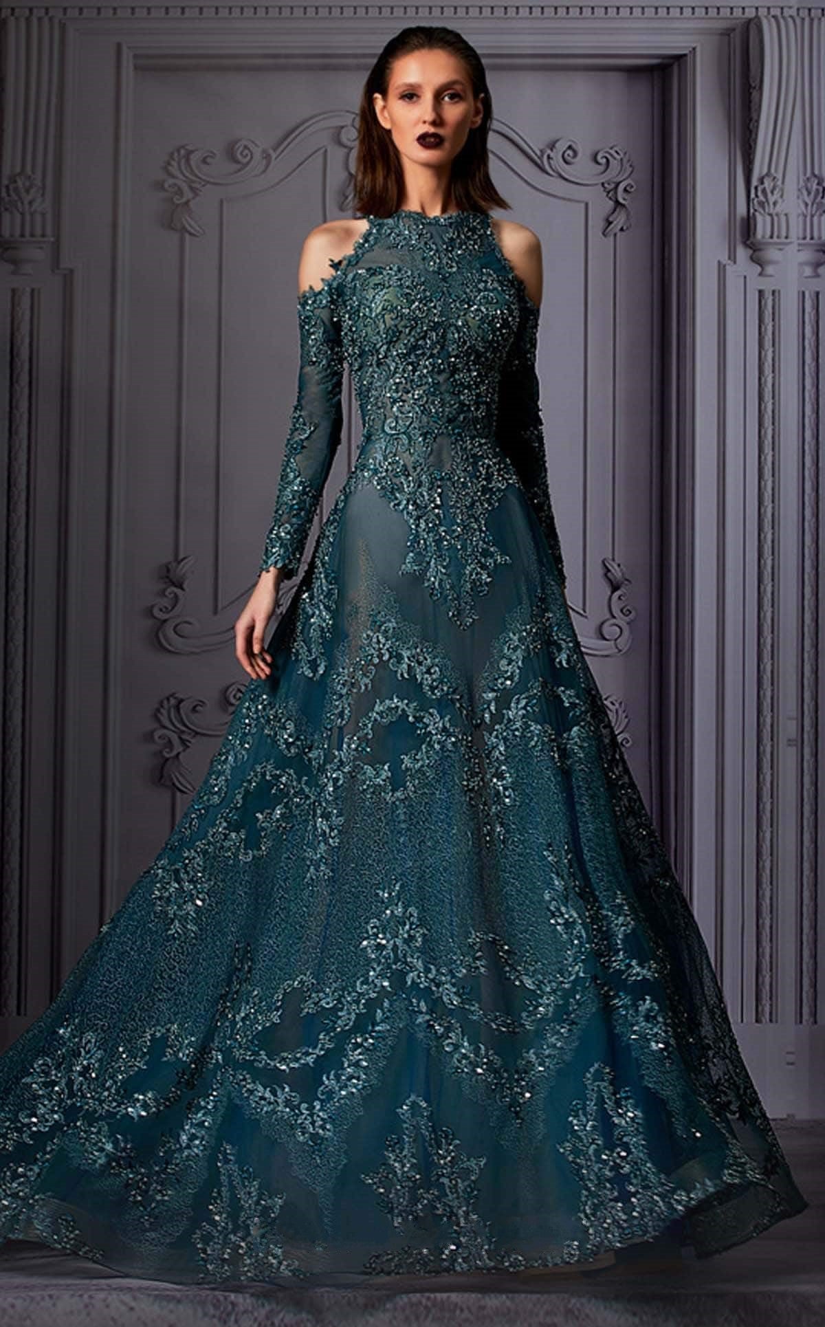 Cold Shoulder Green Gown