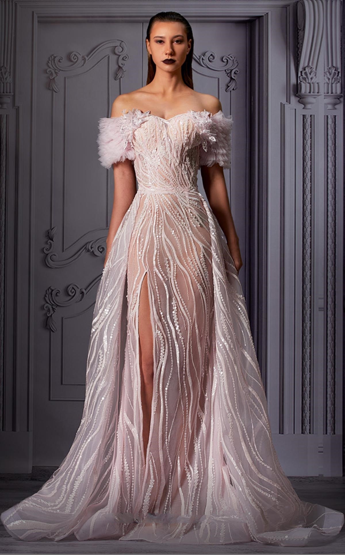 Off Shoulder Sleeve Gown