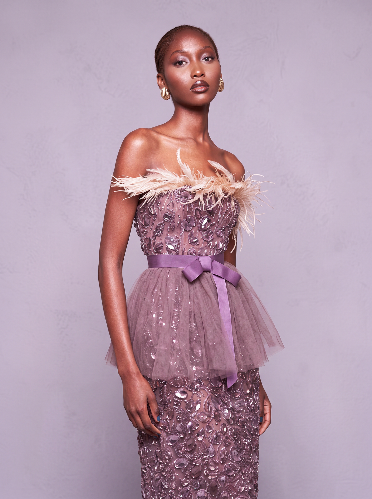 Strapless Crystal Midi Dress