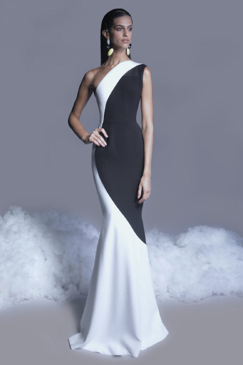 One Shoulder Crepe Gown