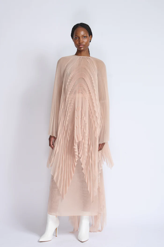 Organza Plisse Tunic Top
