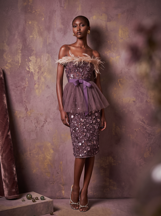 Strapless Crystal Midi Dress