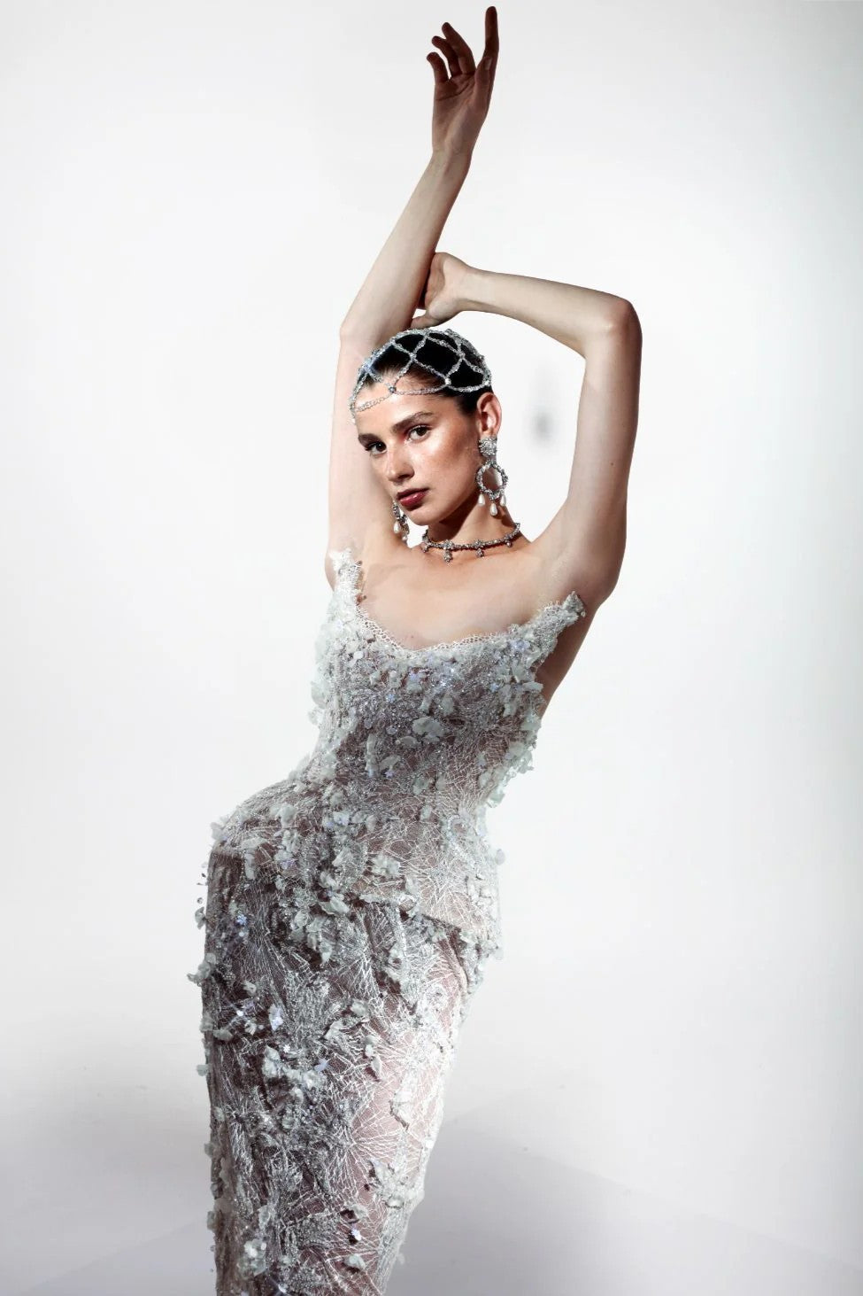 3D Applique Mermaid Gown