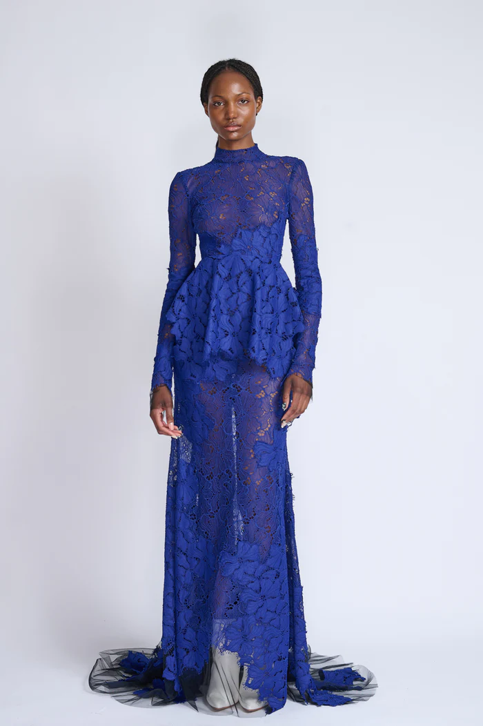 Lace Peplum Tulle Top