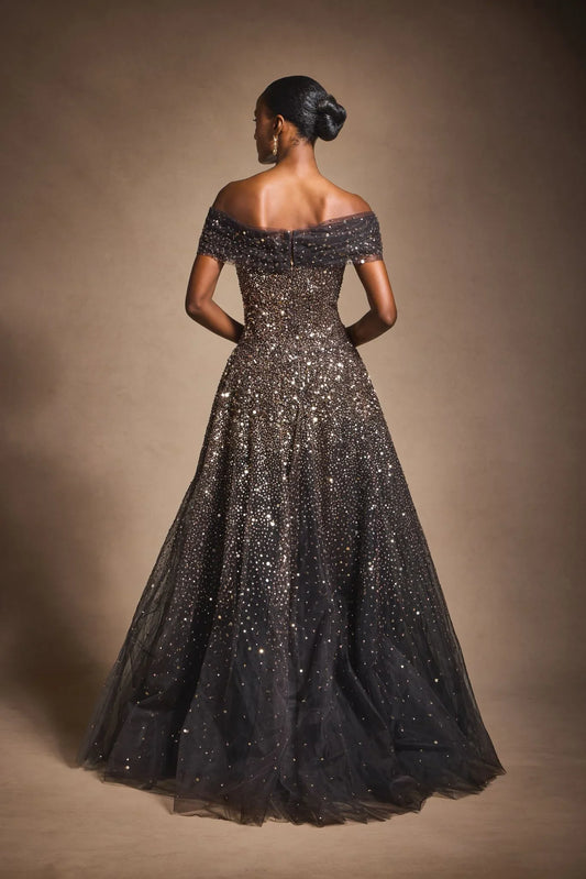 Off-Shoulder Beaded Ballgown