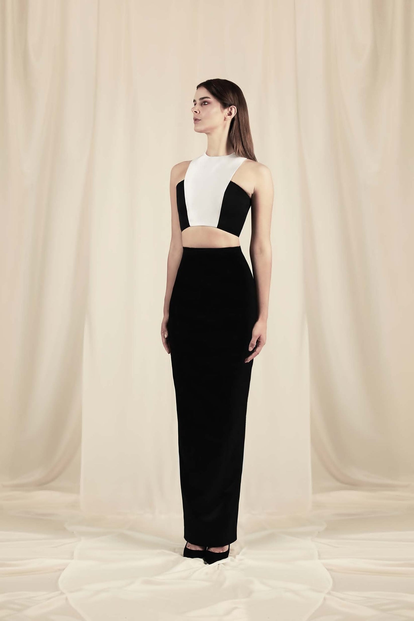 Satin Duchesse Bicolor Gown