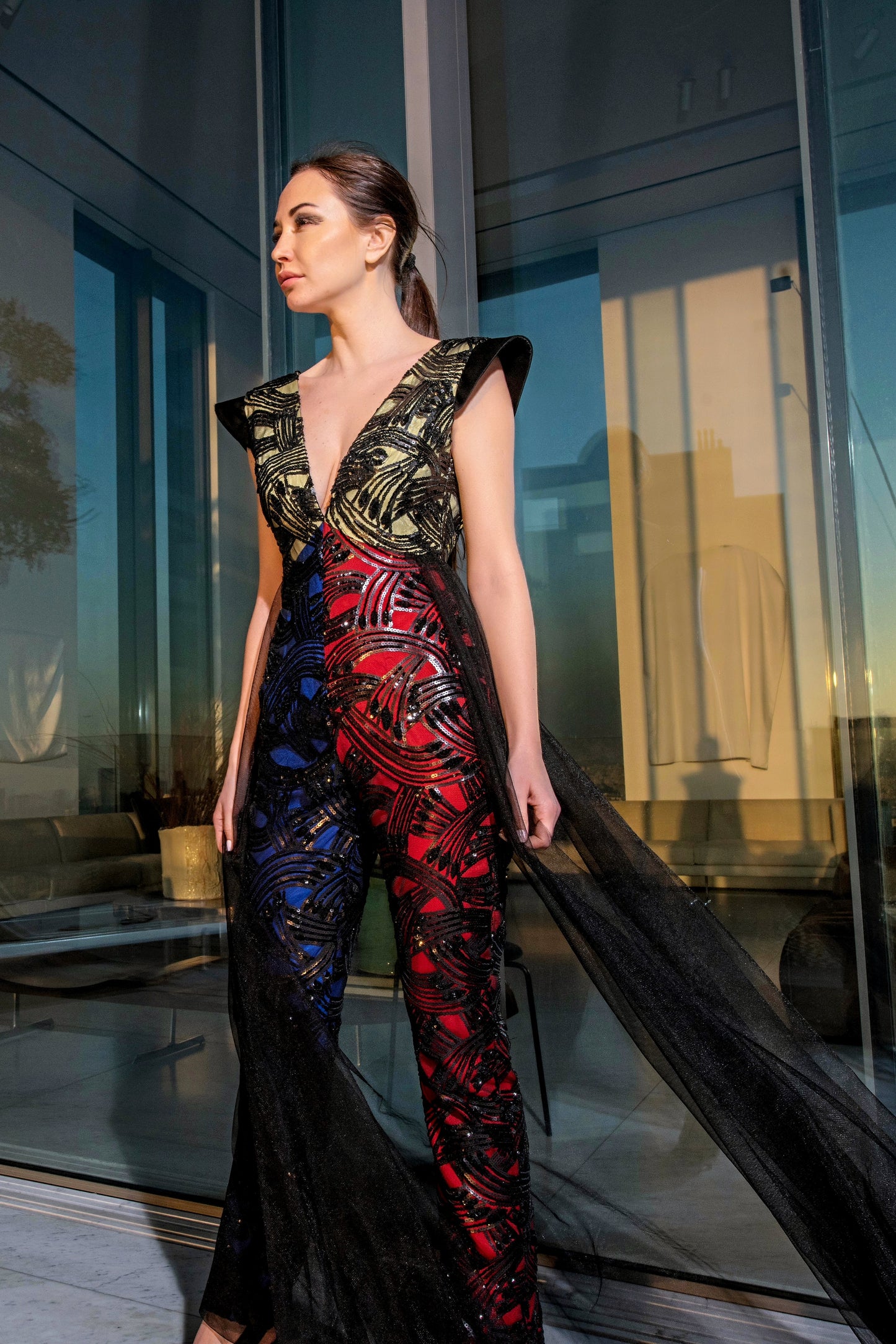 Embroidered Tulle Jumpsuit