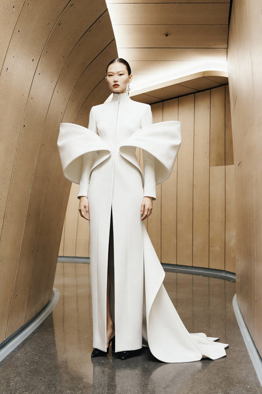 High-Neck Long Sleeve Gown