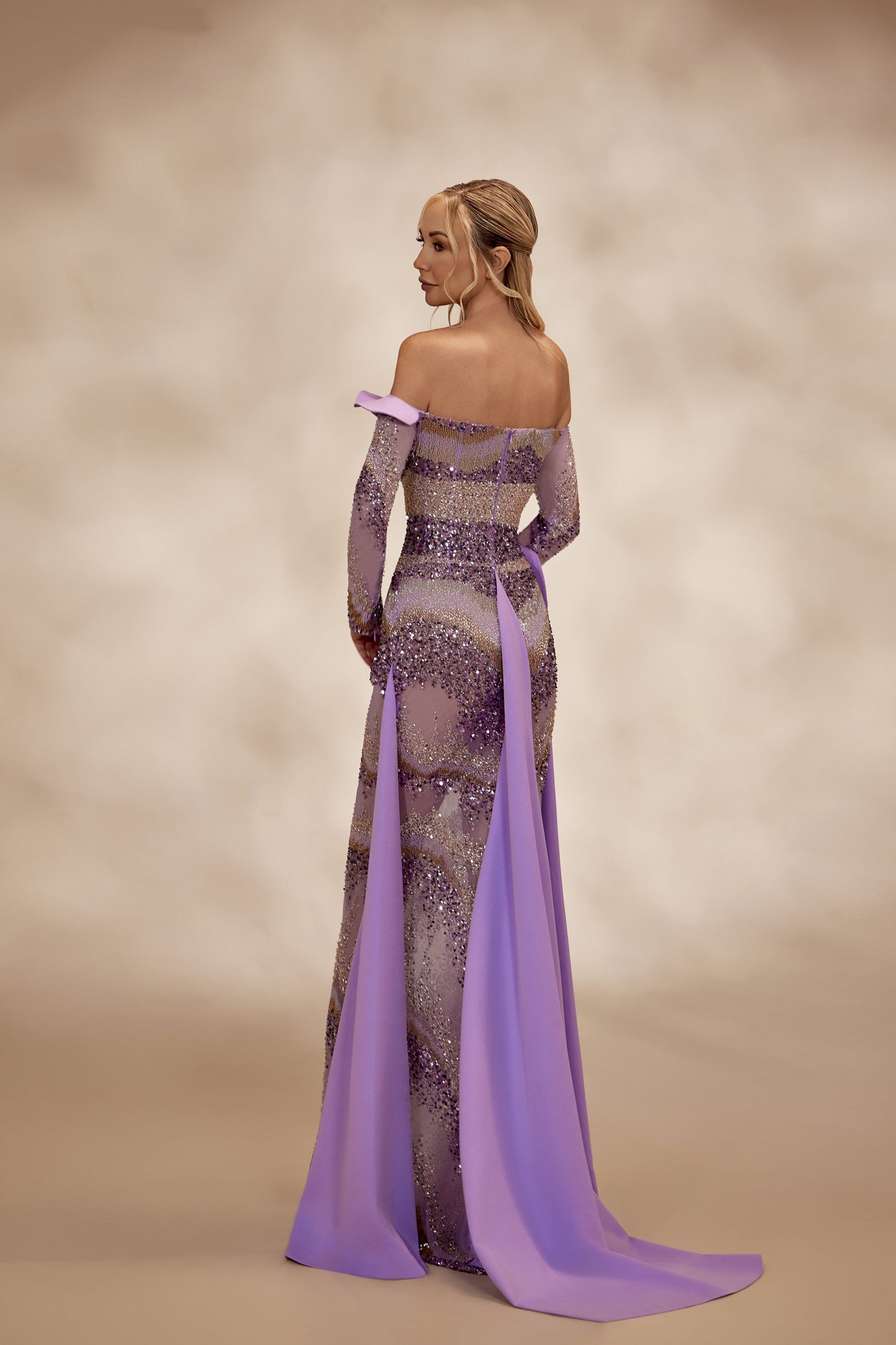Lavender Full-Beaded Dress