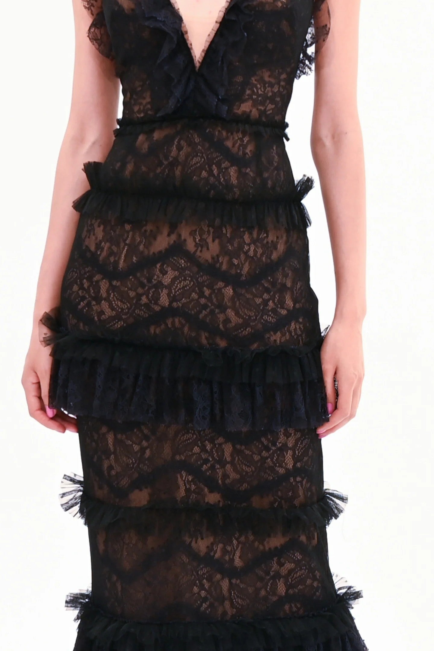Chantilly Lace Tiered Gown