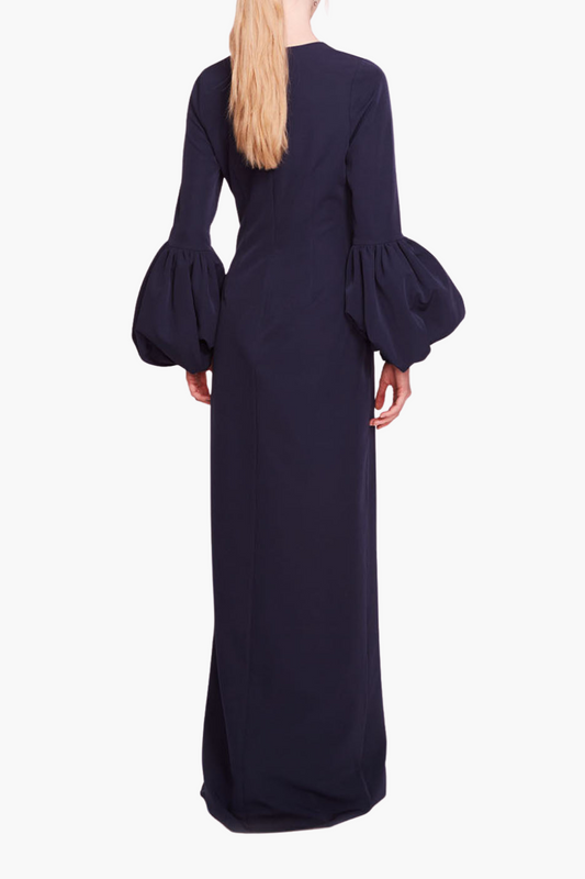 Puffed Sleeve Column Gown