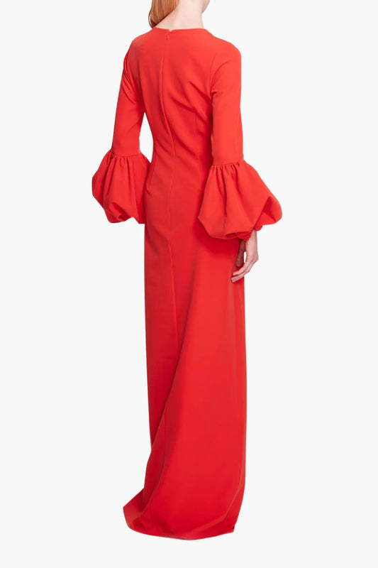 Puffed Sleeve Column Gown