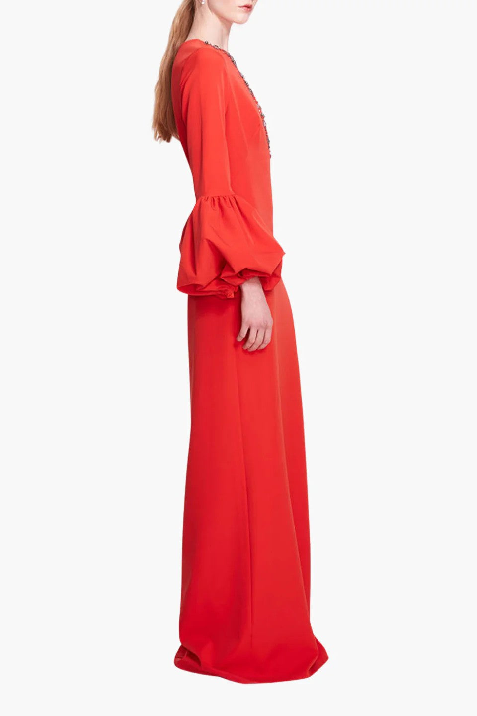 Vestido columna con mangas abullonadas