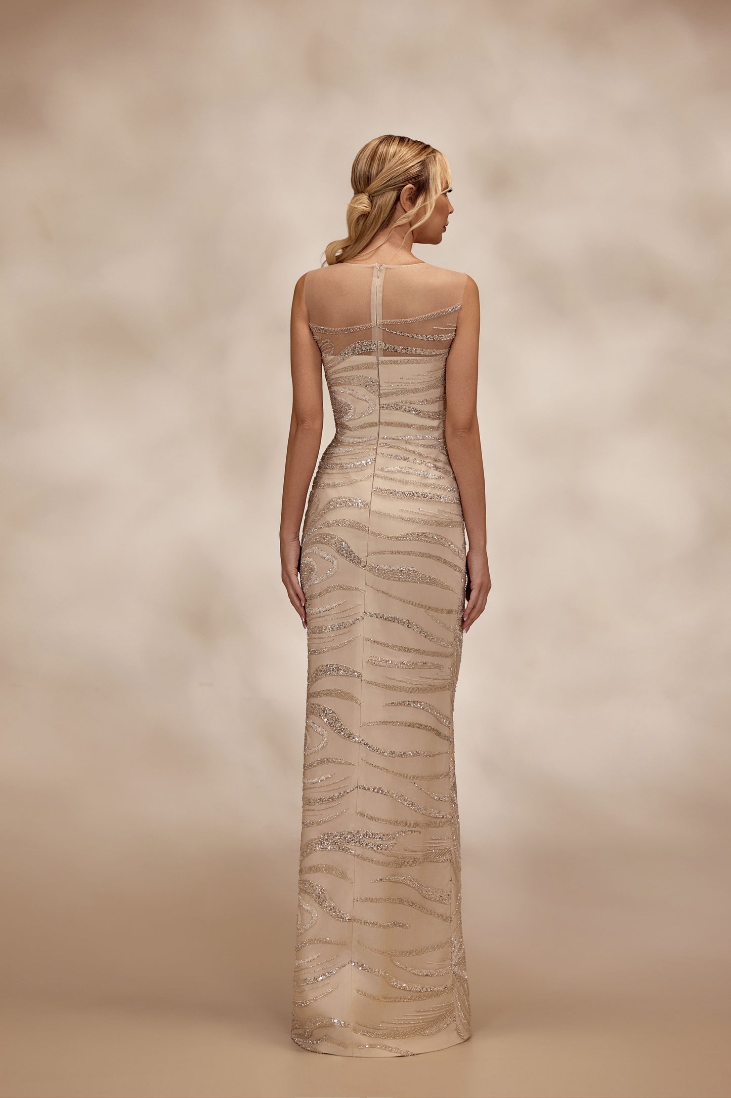 Sleeveless Nude Sequin Dress