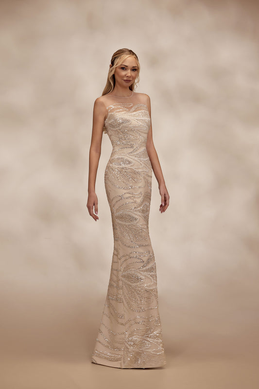 Sleeveless Nude Sequin Dress