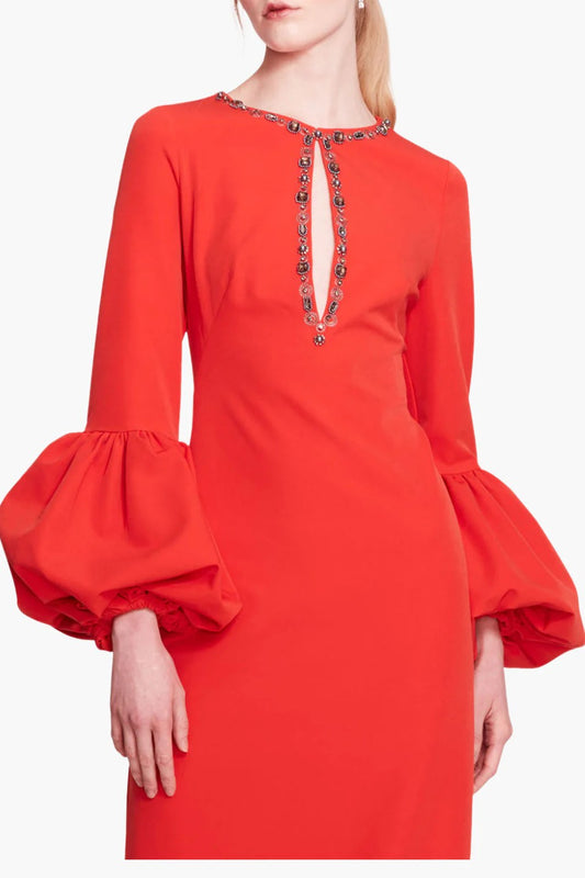 Puffed Sleeve Column Gown