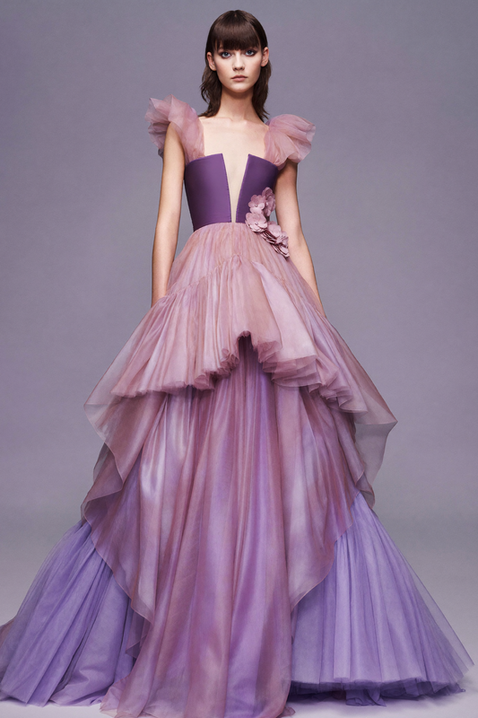Multi-Layered Tulle Ombre Gown