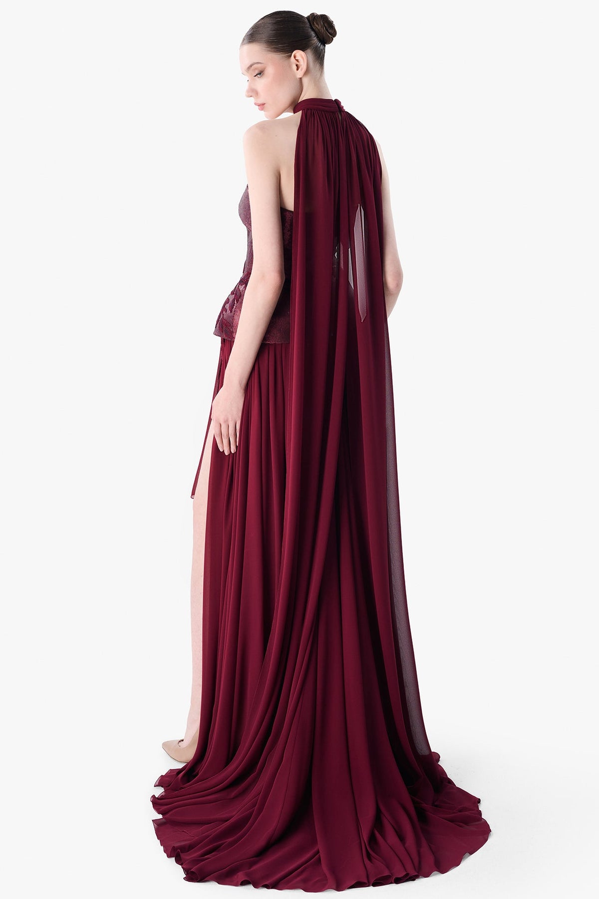 Strapless Draped Evening Gown