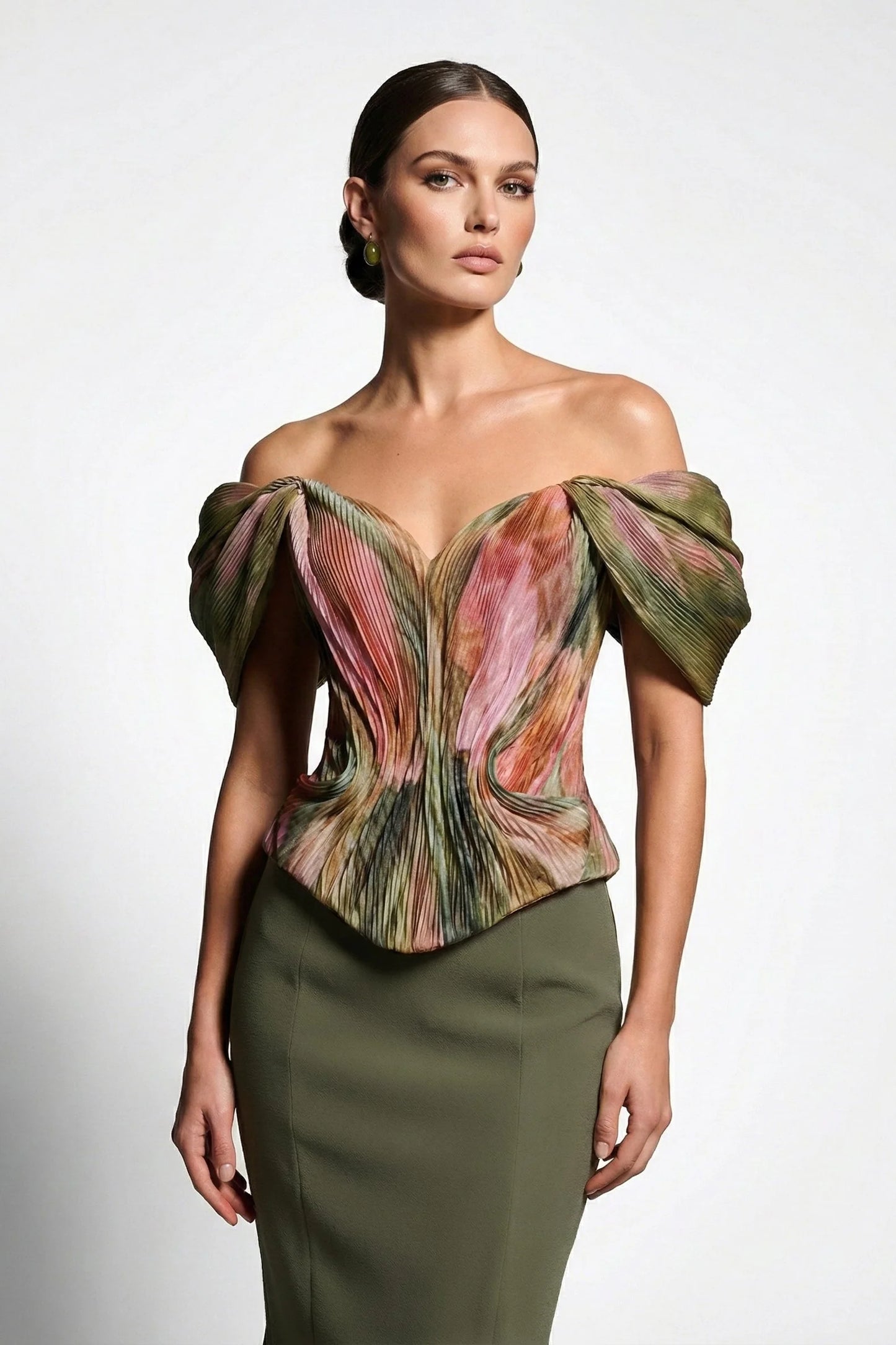 Multicolor Print Mermaid Gown