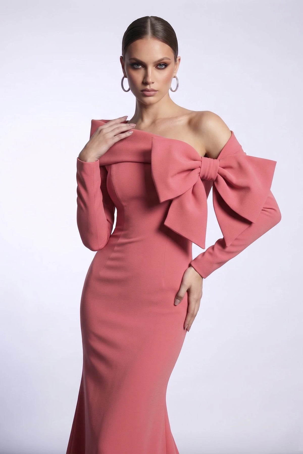 Off-Shoulder Bow Mermaid Gown