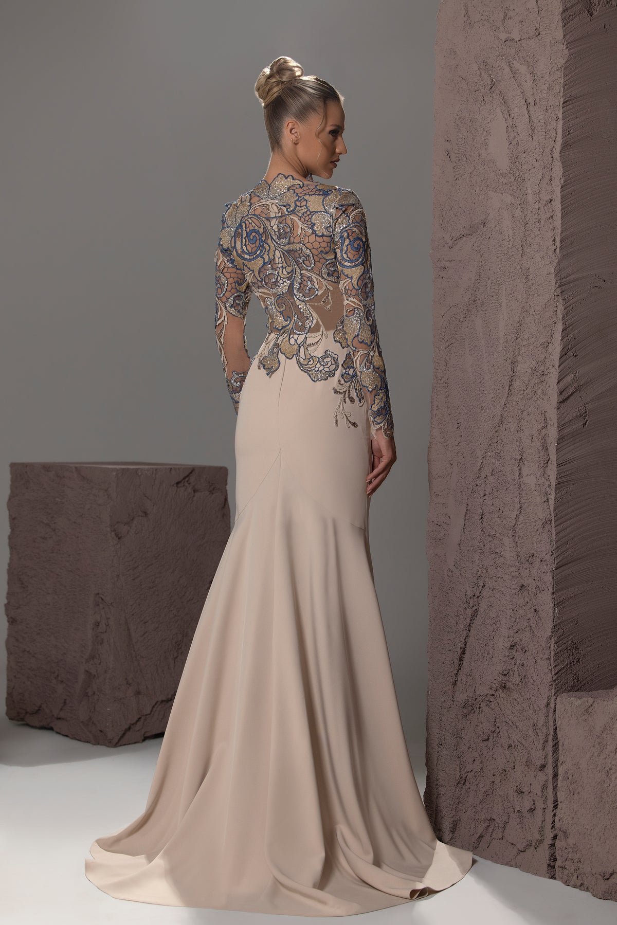 Lace Appliqué Mermaid Gown