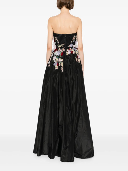 3D Floral Taffeta Gown