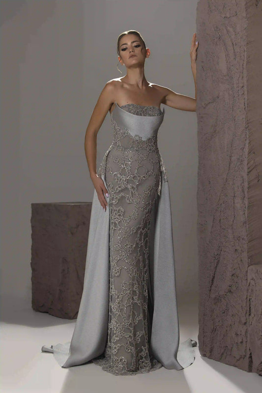 Strapless Crystal Lattice Gown